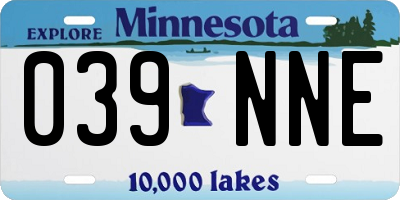 MN license plate 039NNE