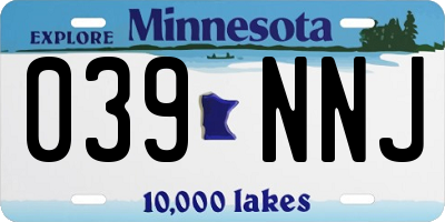 MN license plate 039NNJ