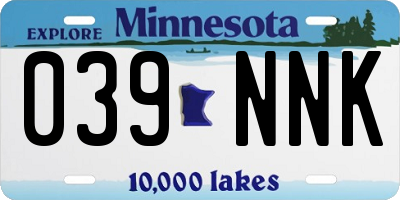 MN license plate 039NNK