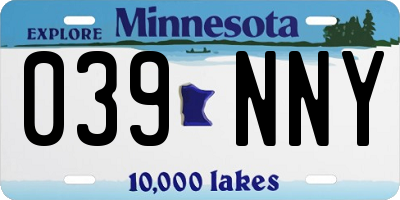 MN license plate 039NNY