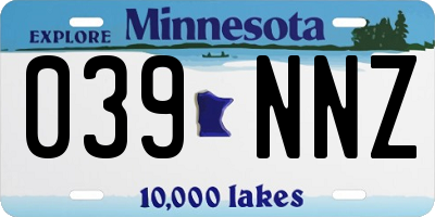 MN license plate 039NNZ