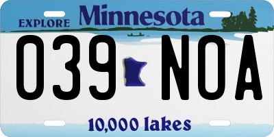 MN license plate 039NOA