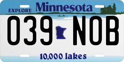MN license plate 039NOB