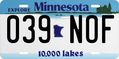 MN license plate 039NOF