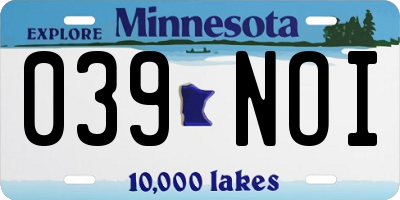 MN license plate 039NOI