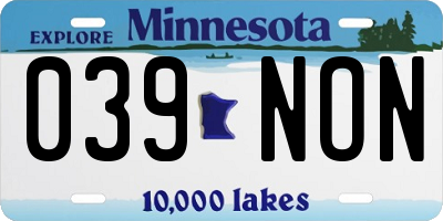 MN license plate 039NON
