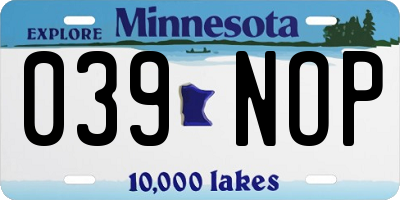 MN license plate 039NOP