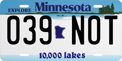 MN license plate 039NOT