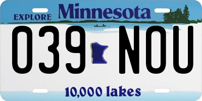 MN license plate 039NOU