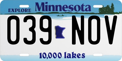 MN license plate 039NOV