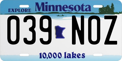 MN license plate 039NOZ