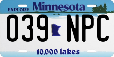 MN license plate 039NPC