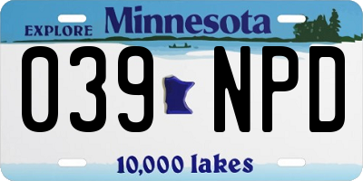 MN license plate 039NPD