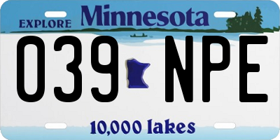 MN license plate 039NPE