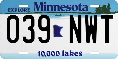 MN license plate 039NWT