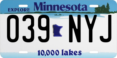 MN license plate 039NYJ