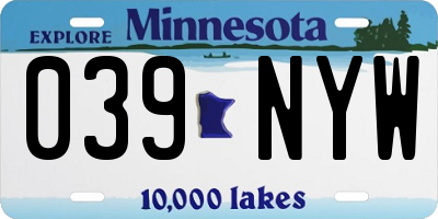 MN license plate 039NYW