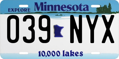 MN license plate 039NYX