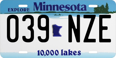 MN license plate 039NZE