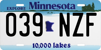 MN license plate 039NZF