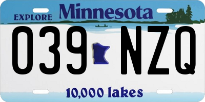 MN license plate 039NZQ