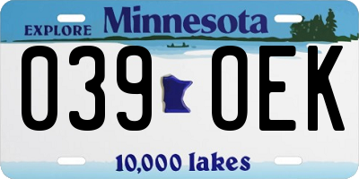 MN license plate 039OEK