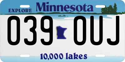 MN license plate 039OUJ