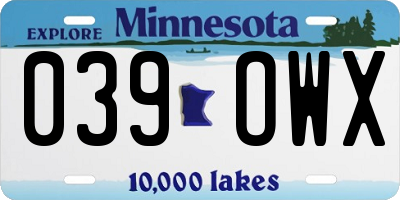 MN license plate 039OWX