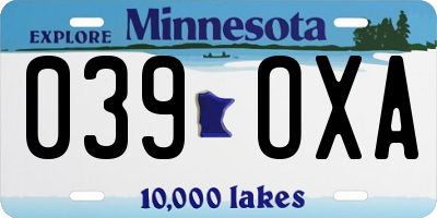 MN license plate 039OXA