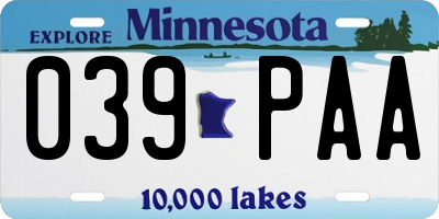 MN license plate 039PAA