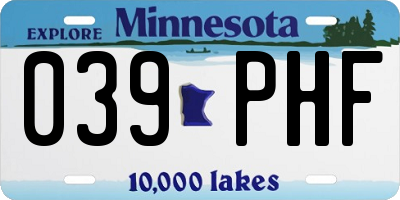 MN license plate 039PHF