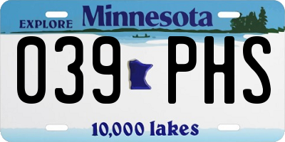 MN license plate 039PHS