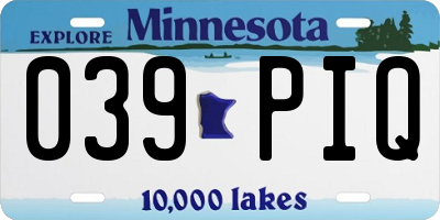 MN license plate 039PIQ