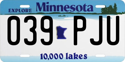 MN license plate 039PJU