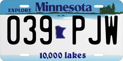 MN license plate 039PJW