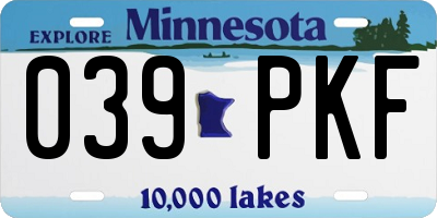 MN license plate 039PKF
