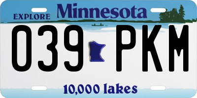 MN license plate 039PKM