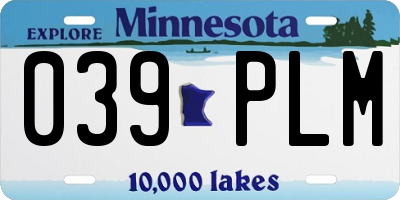 MN license plate 039PLM