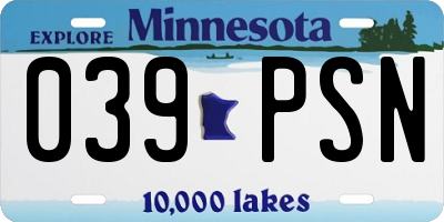 MN license plate 039PSN