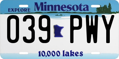 MN license plate 039PWY