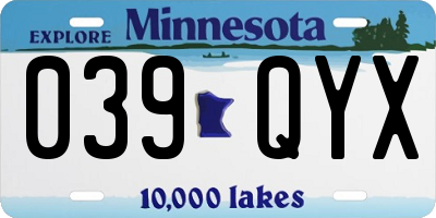 MN license plate 039QYX
