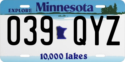 MN license plate 039QYZ