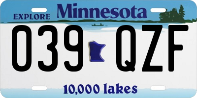 MN license plate 039QZF