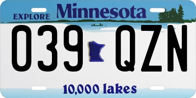 MN license plate 039QZN