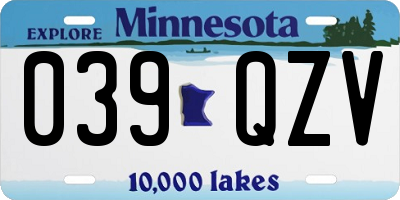 MN license plate 039QZV