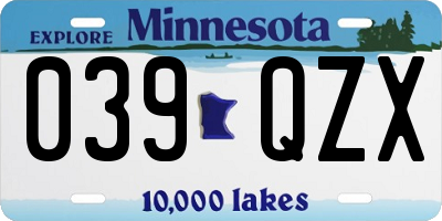 MN license plate 039QZX