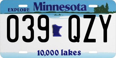 MN license plate 039QZY