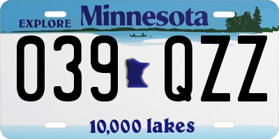 MN license plate 039QZZ
