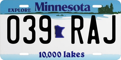 MN license plate 039RAJ