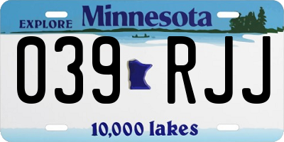 MN license plate 039RJJ